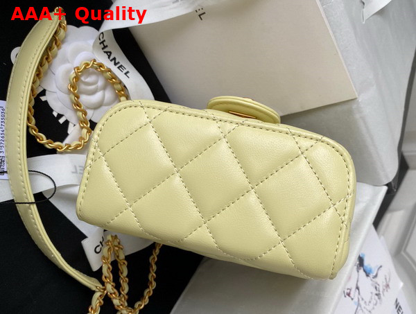 Chanel Small Vanity Case in Light Yellow Lambskin and Gold Tone Metal AS3973 Replica