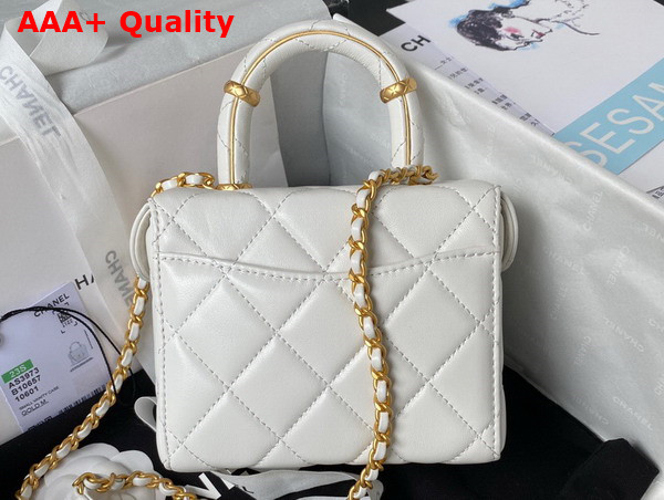 Chanel Small Vanity Case in White Lambskin and Gold Tone Metal AS3973 Replica