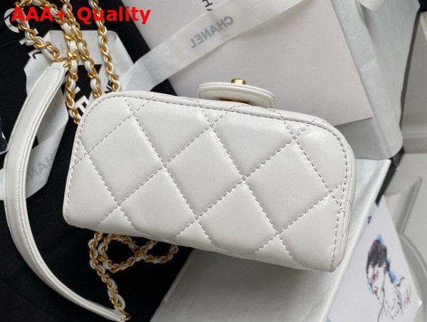 Chanel Small Vanity Case in White Lambskin and Gold Tone Metal AS3973 Replica