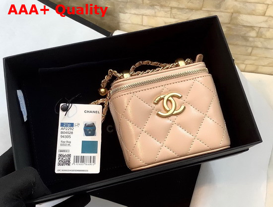 Chanel Small Vanity with Chain Calfskin Gold Tone Metal Beige Ref AP2292 Replica