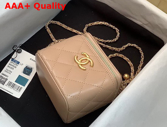 Chanel Small Vanity with Chain Calfskin Gold Tone Metal Beige Ref AP2292 Replica