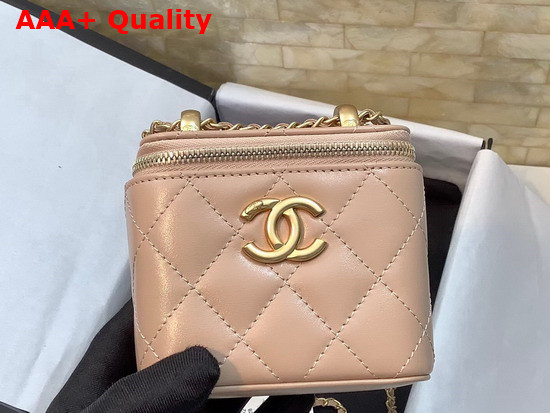 Chanel Small Vanity with Chain Calfskin Gold Tone Metal Beige Ref AP2292 Replica