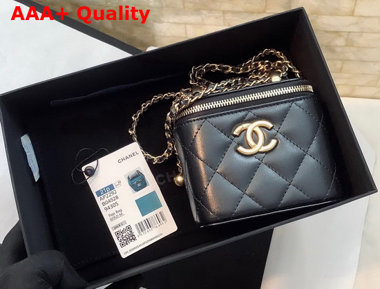 Chanel Small Vanity with Chain Calfskin Gold Tone Metal Black Ref AP2292 Replica