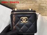 Chanel Small Vanity with Chain Calfskin Gold Tone Metal Black Ref AP2292 Replica