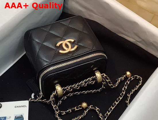 Chanel Small Vanity with Chain Calfskin Gold Tone Metal Black Ref AP2292 Replica