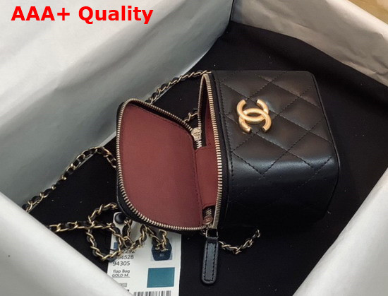 Chanel Small Vanity with Chain Calfskin Gold Tone Metal Black Ref AP2292 Replica