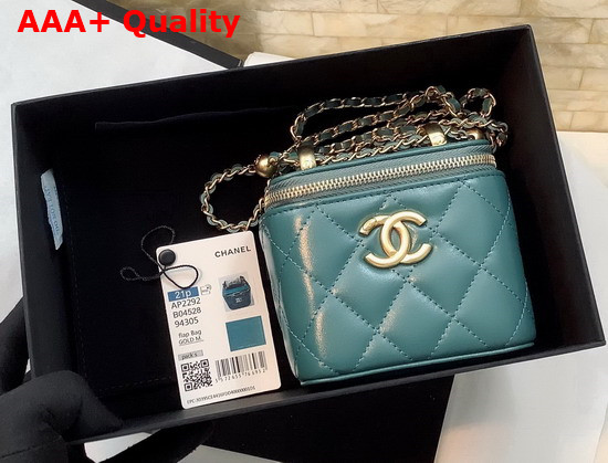 Chanel Small Vanity with Chain Calfskin Gold Tone Metal Blue Ref AP2292 Replica