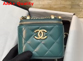 Chanel Small Vanity with Chain Calfskin Gold Tone Metal Blue Ref AP2292 Replica