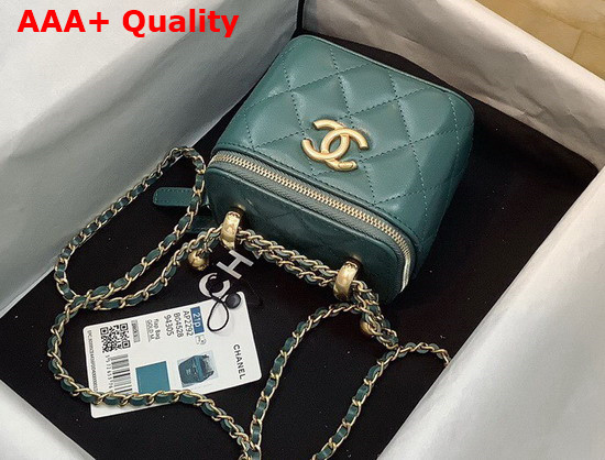 Chanel Small Vanity with Chain Calfskin Gold Tone Metal Blue Ref AP2292 Replica