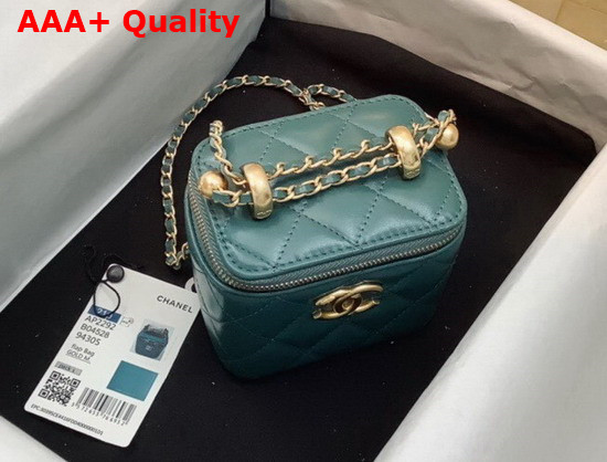 Chanel Small Vanity with Chain Calfskin Gold Tone Metal Blue Ref AP2292 Replica