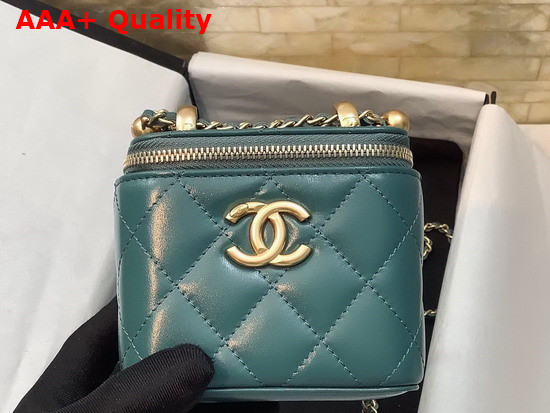 Chanel Small Vanity with Chain Calfskin Gold Tone Metal Blue Ref AP2292 Replica