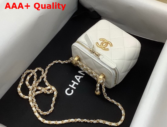 Chanel Small Vanity with Chain Calfskin Gold Tone Metal White Ref AP2292 Replica