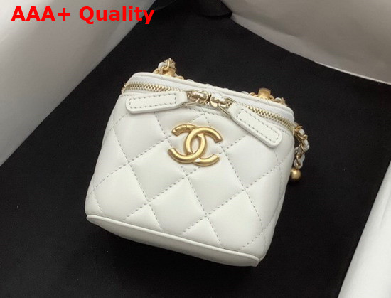 Chanel Small Vanity with Chain Calfskin Gold Tone Metal White Ref AP2292 Replica