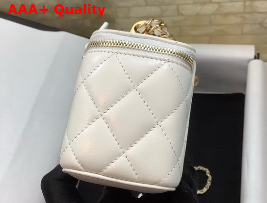 Chanel Small Vanity with Chain Calfskin Gold Tone Metal White Ref AP2292 Replica