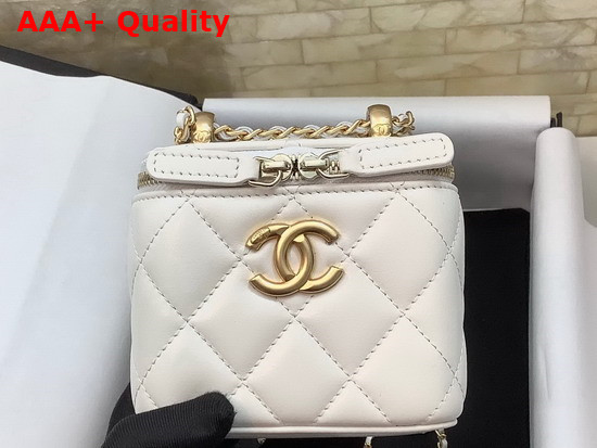 Chanel Small Vanity with Chain Calfskin Gold Tone Metal White Ref AP2292 Replica