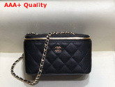 Chanel Small Vanity with Classic Chain Grained Calfskin Gold Tone Metal Black AP1341 Replica