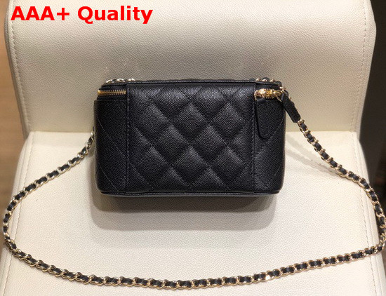 Chanel Small Vanity with Classic Chain Grained Calfskin Gold Tone Metal Black AP1341 Replica