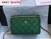 Chanel Small Vanity with Classic Chain Grained Calfskin Gold Tone Metal Green AP1341 Replica