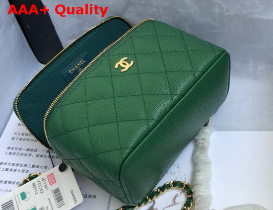 Chanel Small Vanity with Classic Chain Grained Calfskin Gold Tone Metal Green AP1341 Replica