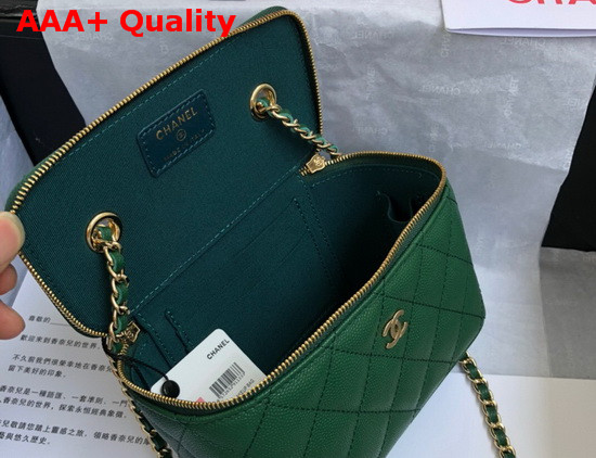 Chanel Small Vanity with Classic Chain Grained Calfskin Gold Tone Metal Green AP1341 Replica