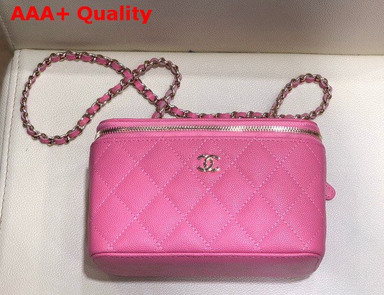 Chanel Small Vanity with Classic Chain Grained Calfskin Gold Tone Metal Pink AP1341 Replica