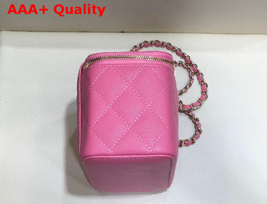 Chanel Small Vanity with Classic Chain Grained Calfskin Gold Tone Metal Pink AP1341 Replica