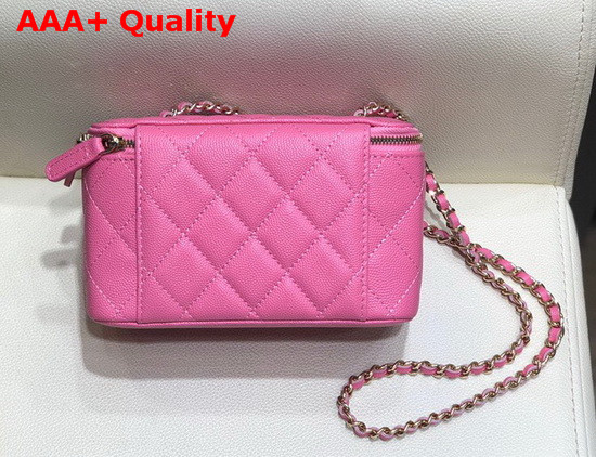 Chanel Small Vanity with Classic Chain Grained Calfskin Gold Tone Metal Pink AP1341 Replica