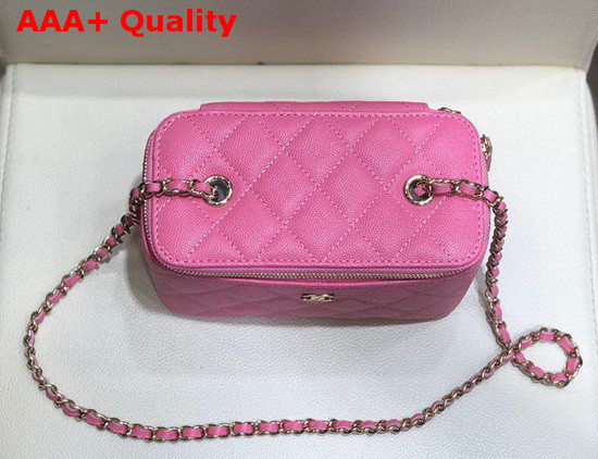 Chanel Small Vanity with Classic Chain Grained Calfskin Gold Tone Metal Pink AP1341 Replica