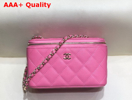 Chanel Small Vanity with Classic Chain Grained Calfskin Gold Tone Metal Pink AP1341 Replica