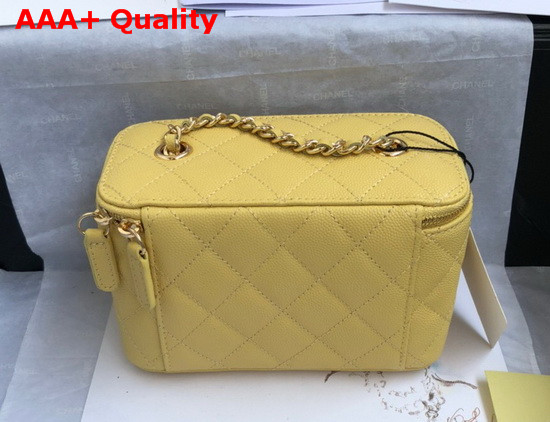 Chanel Small Vanity with Classic Chain Grained Calfskin Gold Tone Metal Yellow AP1341 Replica