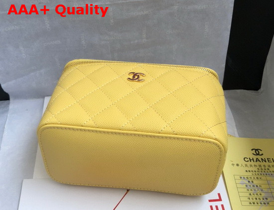 Chanel Small Vanity with Classic Chain Grained Calfskin Gold Tone Metal Yellow AP1341 Replica