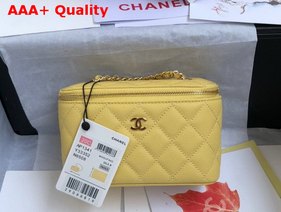 Chanel Small Vanity with Classic Chain Grained Calfskin Gold Tone Metal Yellow AP1341 Replica