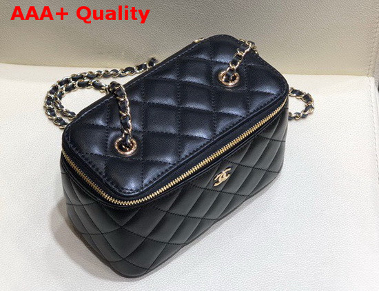 Chanel Small Vanity with Classic Chain Lambskin Gold Tone Metal Black AP1341 Replica