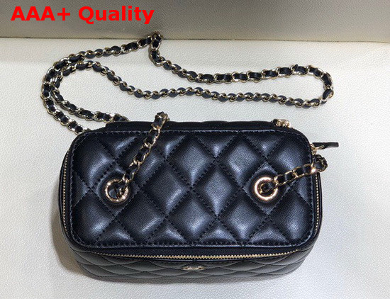 Chanel Small Vanity with Classic Chain Lambskin Gold Tone Metal Black AP1341 Replica