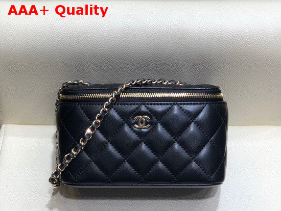 Chanel Small Vanity with Classic Chain Lambskin Gold Tone Metal Black AP1341 Replica