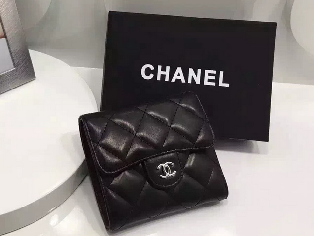 Chanel Small Wallet Black Lambskin for Sale