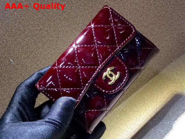 Chanel Small Wallet Burgundy Patent Leather Replica