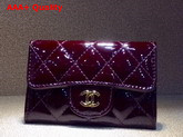 Chanel Small Wallet Burgundy Patent Leather Replica