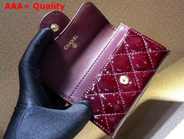 Chanel Small Wallet Burgundy Patent Leather Replica