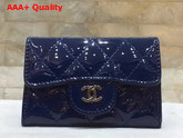 Chanel Small Wallet Navy Blue Patent Leather Replica