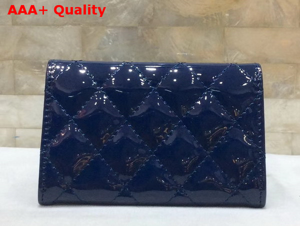 Chanel Small Wallet Navy Blue Patent Leather Replica