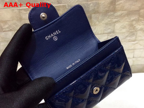 Chanel Small Wallet Navy Blue Patent Leather Replica