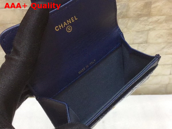 Chanel Small Wallet Navy Blue Patent Leather Replica