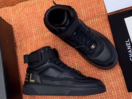 Chanel Sneaker Boot in Black Satin Finish Lambskin