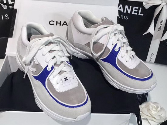 Chanel Sneaker Calfskin and Suede Calfskin Blue