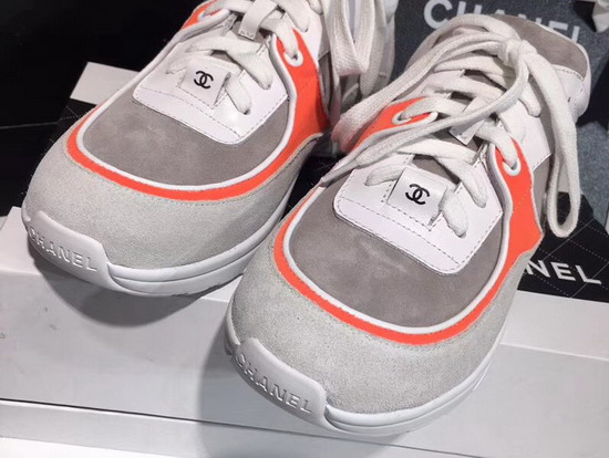 Chanel Sneaker Calfskin and Suede Calfskin Orange