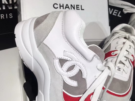 Chanel Sneaker Calfskin and Suede Calfskin Red