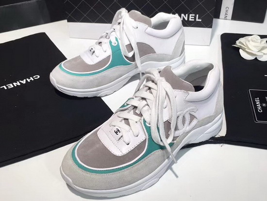 Chanel Sneaker Calfskin and Suede Calfskin Turquoise