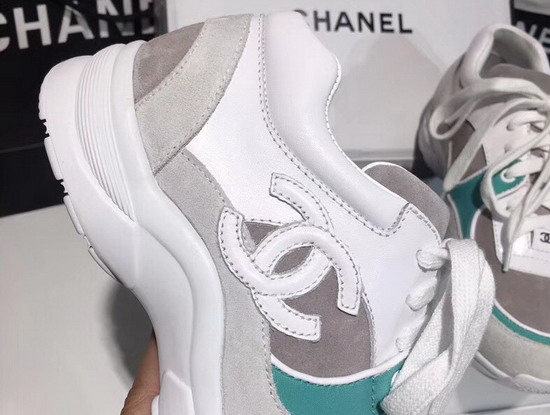 Chanel Sneaker Calfskin and Suede Calfskin Turquoise