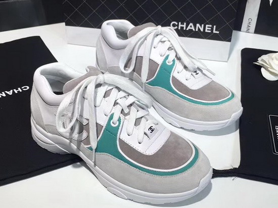 Chanel Sneaker Calfskin and Suede Calfskin Turquoise